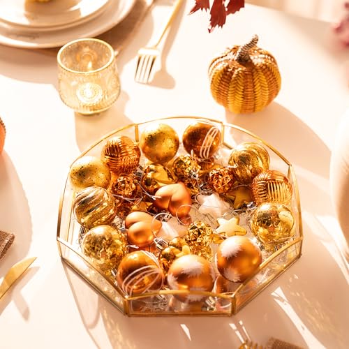 28-Piece Shatterproof Fall Tree Ornaments Set - Orange & Gold Autumn Decor