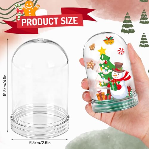 JarThenaAMCS Christmas Snow Globe Craft Kit - 12 Sets DIY Holiday Decorations with Santa, Snowman & Gingerbread Men - Xmas Party Home Activities