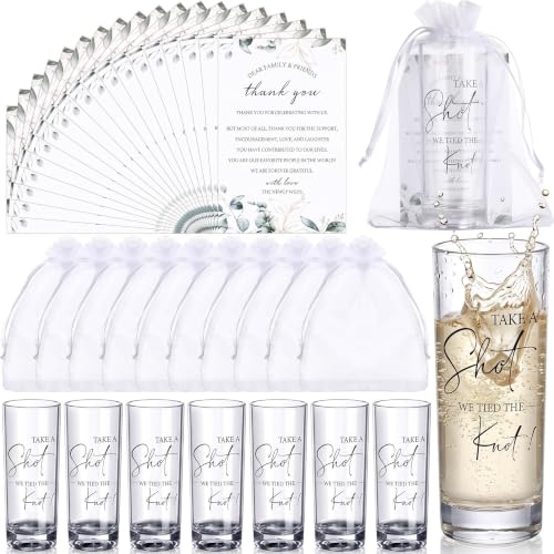 Sliner 50 Set Wedding Shot Glasses Gift Favors Clear White - Party & Wedding Supplies