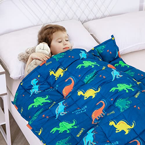 Kivik Kids Weighted Blanket 3lbs (36"x48") - Soft Blue Dinosaur Print