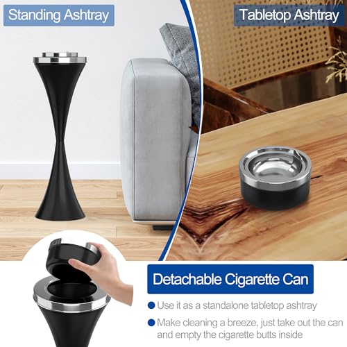 Stainless Steel Floor Standing Ashtray with Detachable Cigar Container