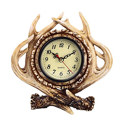 Deer Antler Desk Clock - Silent Resin Table Clock for Home Decor