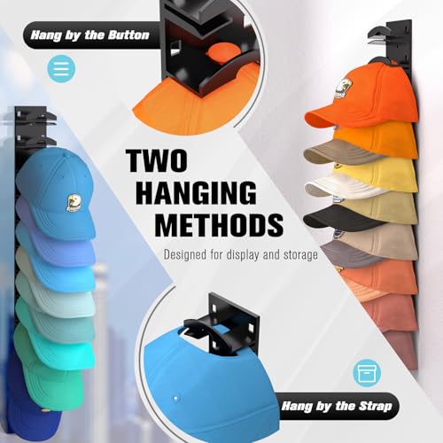 Hat Organizer for Baseball Caps 2-Pack, Wall Mount & Door Cap Rack Holder