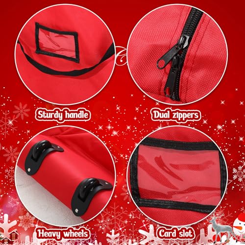 Wesnoy 7.5 Ft Heavy Duty Christmas Tree Storage Bag with Wheels - Red