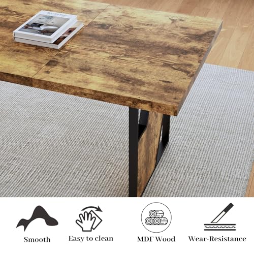 70.8" Modern Wooden Dining Table Set with 2 Benches for 6-8 People