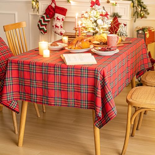AQOTHES Red Big Plaid Christmas Tablecloth 60x84 Rectangular - Premium Polyester