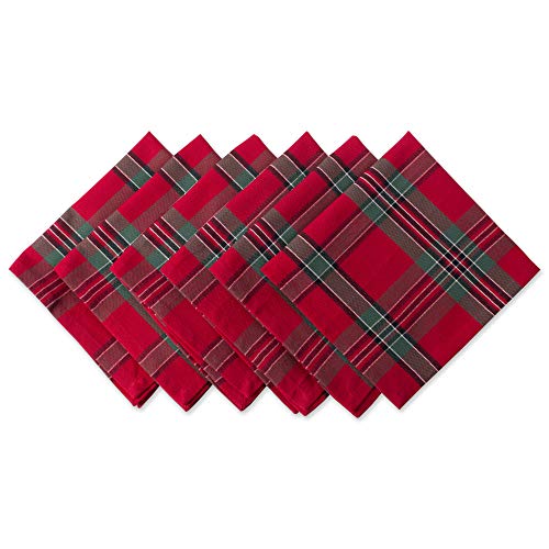 DII Farmhouse Christmas Plaid Napkin Set 20x20 Inches, Red & Green, Pack of 6