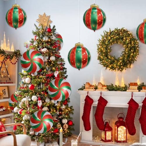 9PCS Christmas Foil Balloons Set - Ornament & Peppermint Candy Designs