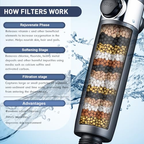 Filtered Handheld Shower Head with 4 Spray Modes and 79-Inch Hose