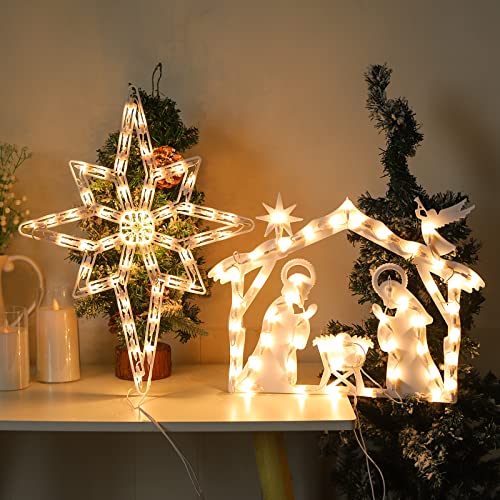 Polaris Nativity 2 Pack Christmas Window Lighted Silhouette Signs - Double Side