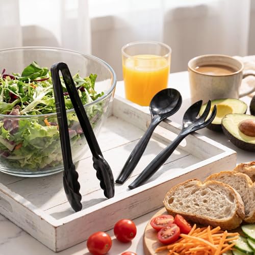18-Piece Heavy Duty Plastic Serving Utensils Set - Disposable Buffet Tongs