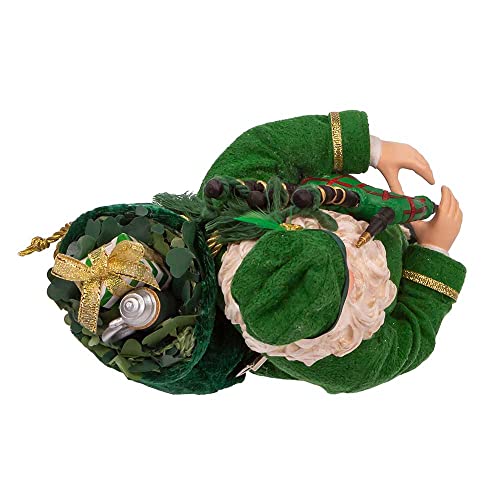 Kurt Adler 10.5-Inch Irish Bagpiper Santa Ornament - Musical Christmas Decoration