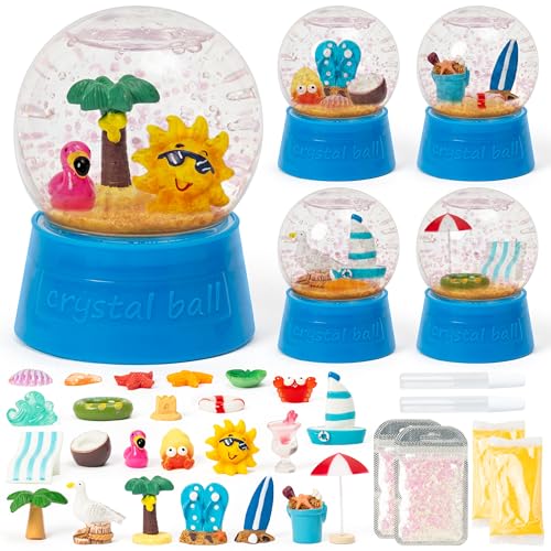 DIY Summer Snow Globe Craft Kit - 8 Piece Set with Beach Figurines