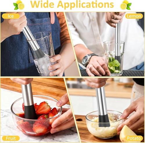 Okxiri Stainless Steel Cocktail Muddler Set - 3 Sizes for Smooth Mixing