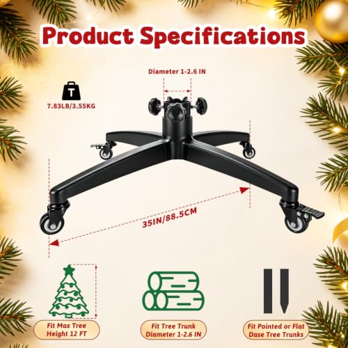 Heavy Duty Rolling Christmas Tree Stand with Wheels for 12 Ft Artificial Tree
