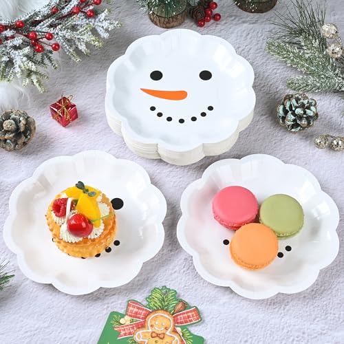 AimFun 48-Pack Snowman Christmas Paper Plates - Winter Holiday Disposable Dessert Plates