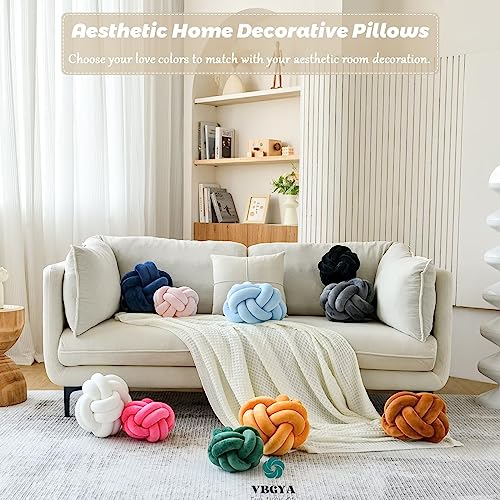 8-Inch Knot Ball Throw Pillow, Soft Velvet Decorative Round Cushion
