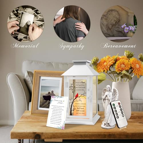 Memorial Lantern with LED Candle and Remote Control - Sympathy Gift for Loss of Loved One