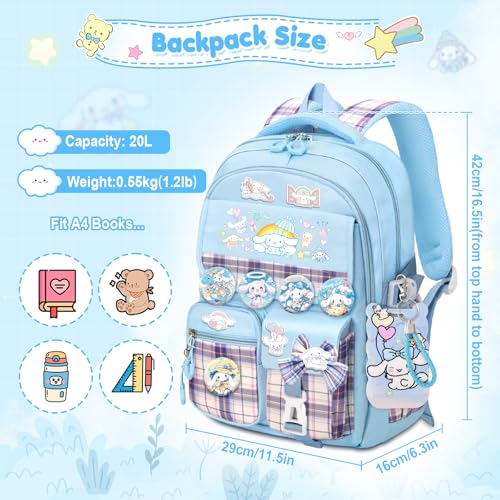 16.5" Girls Waterproof School Backpack Set with 24-Piece Accessories