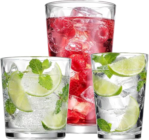 Bella Vino Set of 12 Elegant Stackable Glasses - Water, Wine, Juice & More