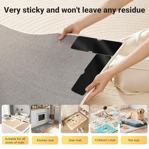 24-Pack Reusable Rug Grippers - Anti-Slip Rug Pads for Hardwood Floors