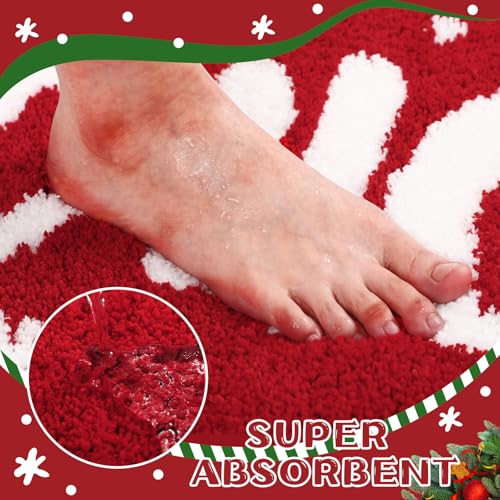 Duraaamo Christmas Bath Mat 20x32 Inch Red Ho Ho Holiday Bathroom Decor