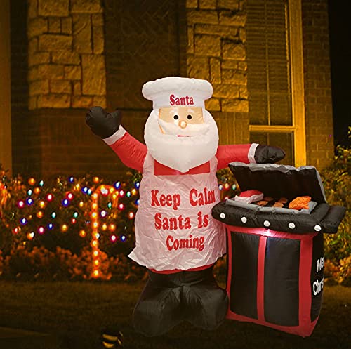 Lighted Christmas Inflatable Santa Chef Scene - 5.3 ft Outdoor Holiday Decor