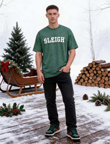 YAQPWFH Santa Christmas Shirts for Men Green 2XL X-Large – Funny Santa Top