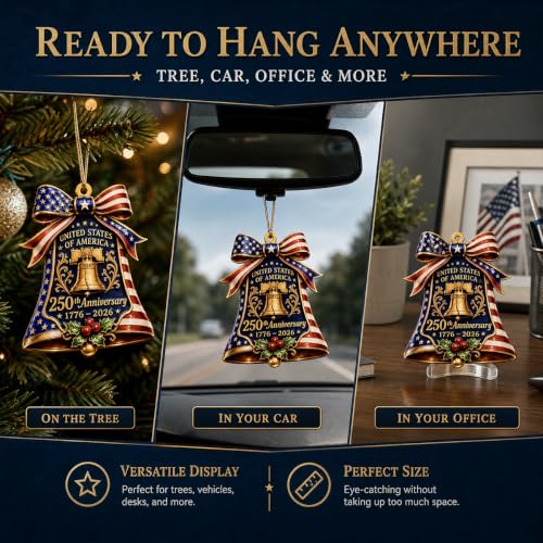 USA 250th Anniversary Christmas Ornaments 5-Piece Set - Patriotic Acrylic Tree Decorations
