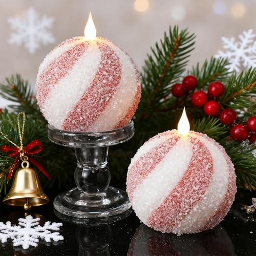 Baquler 2 Pack Christmas Flameless Candles - Indoor Holiday Decor