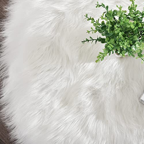 2x3 Faux Fur Sheepskin Area Rug, Washable Fluffy Rug for Bedroom Decor