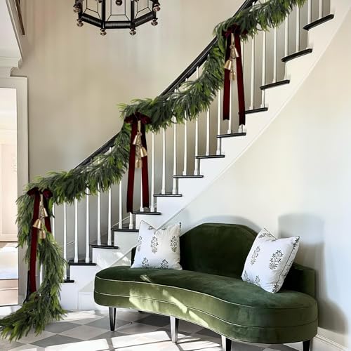 2-Pack 6ft Norfolk Pine Garland - Real Touch Faux Greenery for Indoor Outdoor Decor