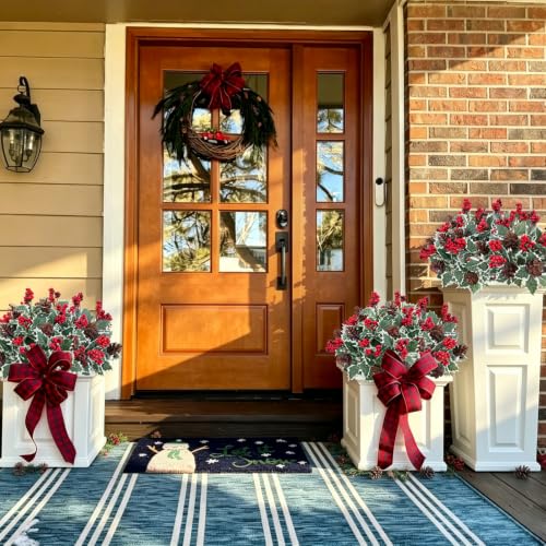12Pcs Christmas Artificial Flower Set with Holly Berries Pinecones Xmas-12pcs