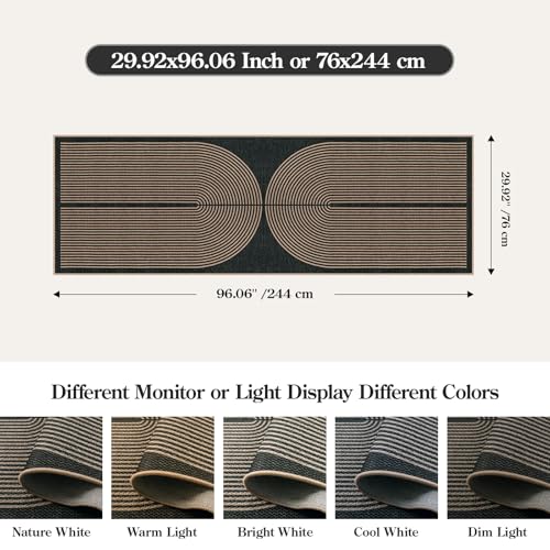 Modern Rainbow Kitchen Runner Rug, 2x8 Non-Slip Washable Hallway Carpet
