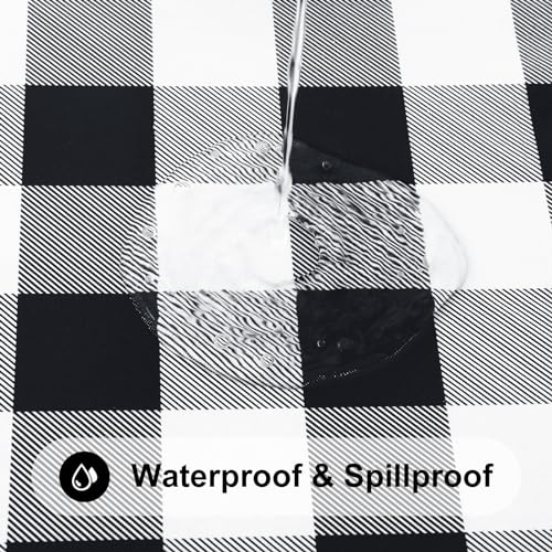 Fitted Vinyl Tablecloth 6 Foot - Flannel Backed Buffalo Plaid Table Cover