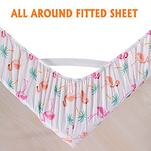 Elegant Comfort Twin Size Flamingo Microfiber Bed Sheet Set - All-Season, Ultra-Soft, Tropical Pattern