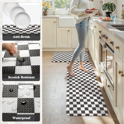 2-Piece Anti-Fatigue Kitchen Mat Set, Cushioned Non-Slip Floor Rugs
