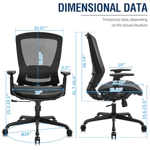 Ergonomic Mesh Office Chair with Adjustable Lumbar Support and 3D Armrests