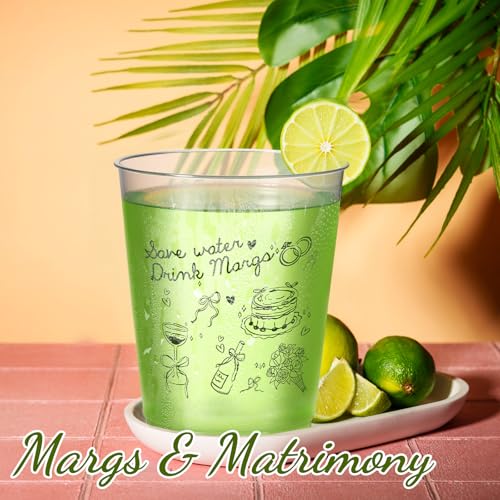Margarita and Matrimony Bachelorette Party Cups, 16oz Frosted Plastic, 16Pk