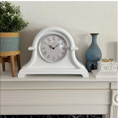 Vintage Style Mantel Clock - 13x10 Inch Non-Ticking Desk and Shelf Clock