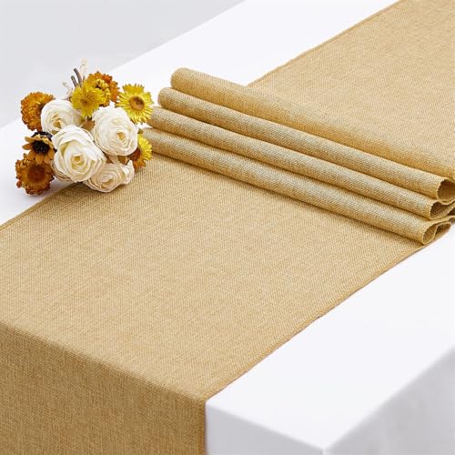 4 Pieces Burlap Table Runners 13x108 Inch Rustic Boho Runner