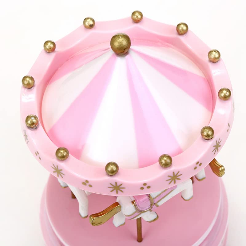 Carousel Music Box Pink Decorative Keepsake Gift for Birthdays and Weddings