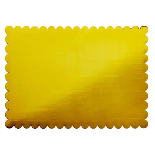 Sparkle and Bash Cake Board Rectangle - 10 x 14 in, Gold, 12 Pack - Quarter Sheet Cake Board for Cupcakes & Scalloped Gold Foil Bases