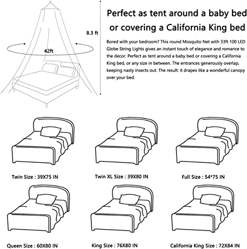 White Dome Mosquito Net Bed Canopy for Crib, Kids & Adult Beds
