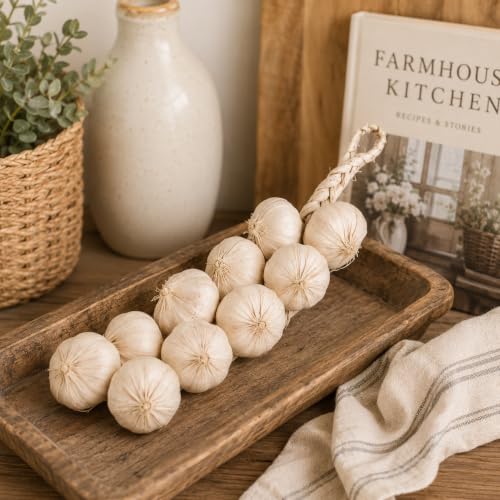 Artificial Garlic String, Lifelike Faux Garlic Decor for Farmhouse Kitchen
