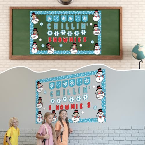 Motiskyy 76-Piece Winter Bulletin Board Set with Snowman Decor for Christmas & Holiday Parties