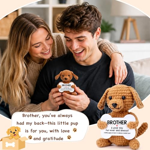 Handmade Crochet Dog Plushie - Small Stuffed Puppy Gift for Brother