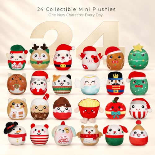 TECHTAIL 24 Mini Plush Toys Advent Calendar for Kids & Girls, Squishy Stuffed Animals