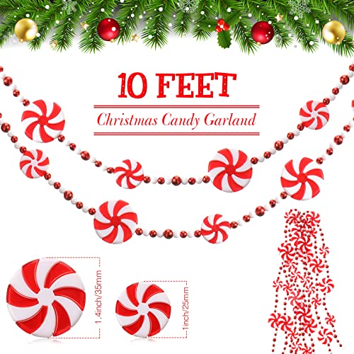 10ft Christmas Candy Cane Garland with Peppermint Decor - Holiday Decor