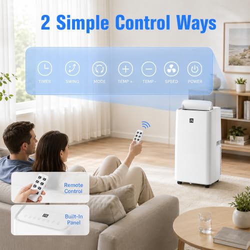 14000 BTU Portable Air Conditioner for Rooms Up to 750 Sq Ft